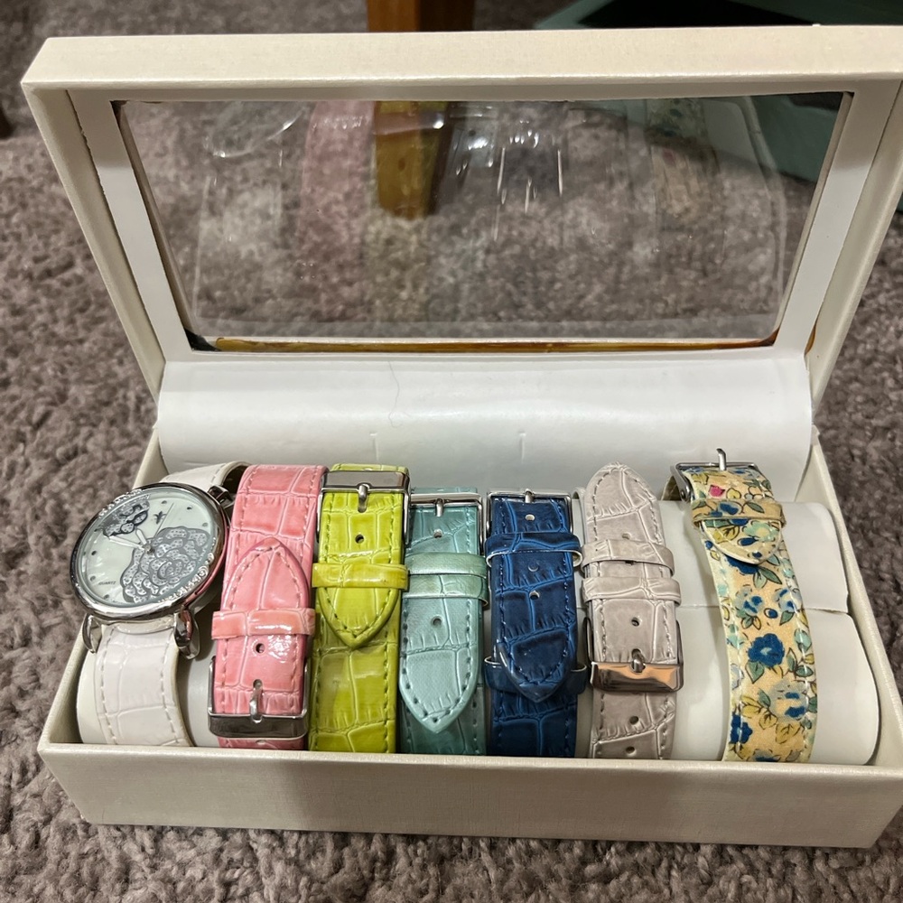 Gossip Colorful Watch Set with Interchangeable Straps set of 7